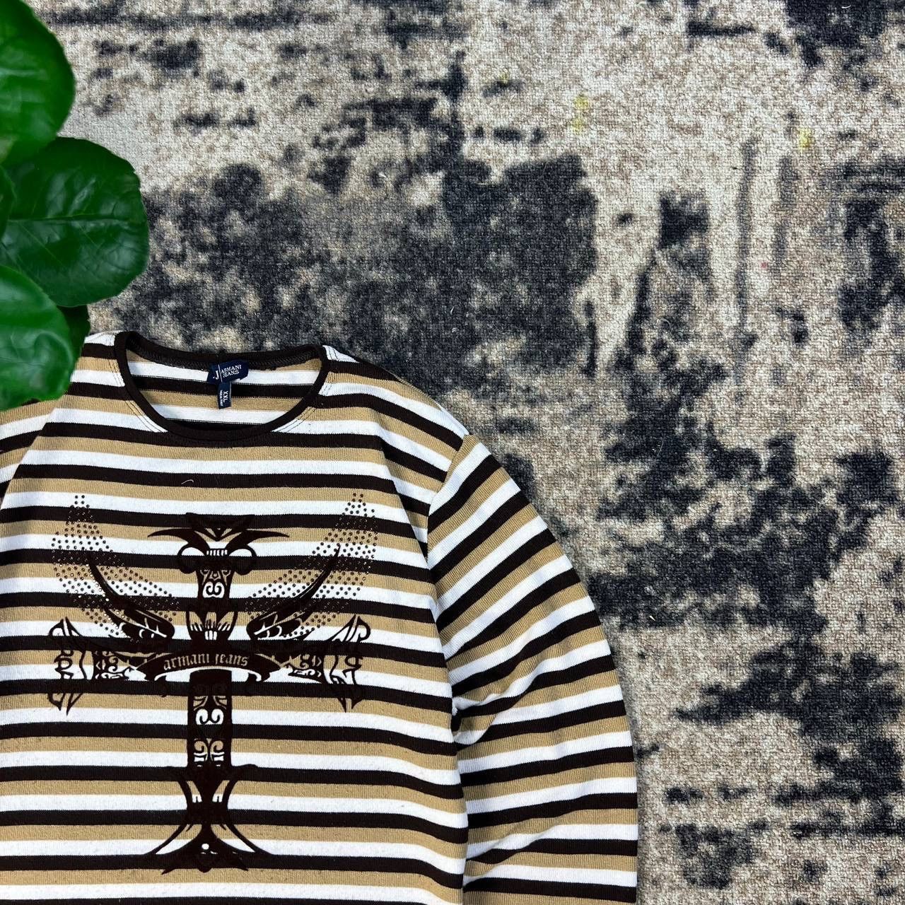 Armani Armani Jeans Vintage Y2K Cross Logo Striped Luxury Sweater Size US XXL / EU 58 / 5 - 2 Thumbnail