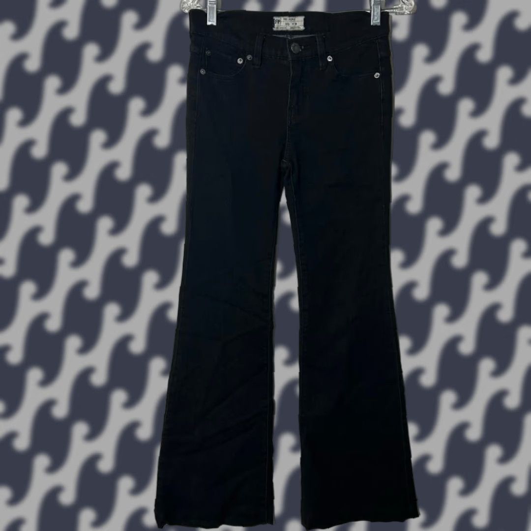 Free People Free People Black Denim Jeans 5-pocket Bootcut Wide-Leg Women 26 Size Pants Size 26" / US 2 / IT 38 - 1 Thumbnail