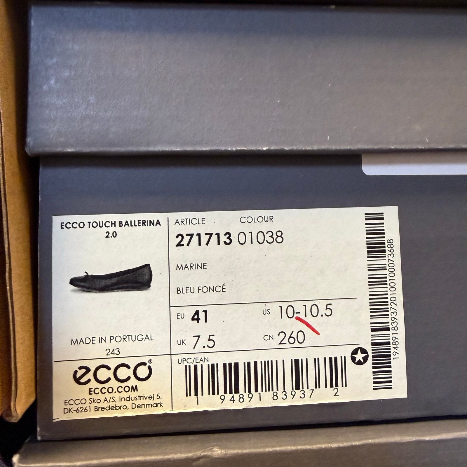 Ecco ECCO WOMEN'S 41 TOUCH BALLERINA 2.0 MARTINE BLUE NIB Size US 10 / IT 40 - 6 Thumbnail