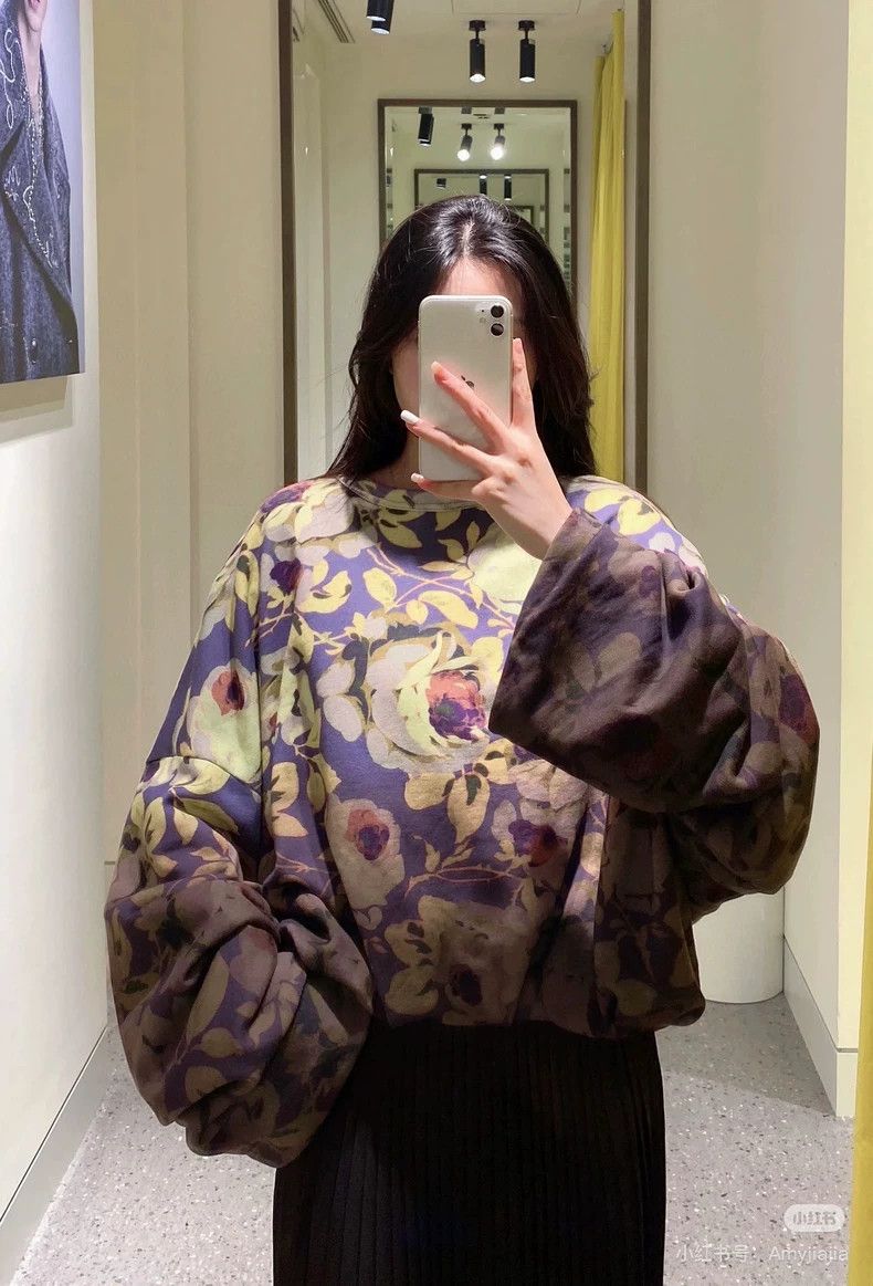 Dries Van Noten DRIES VAN NOTEN Ink-wash floral pleated sweatshirt Size XS / US 0-2 / IT 36-38 - 8 Thumbnail