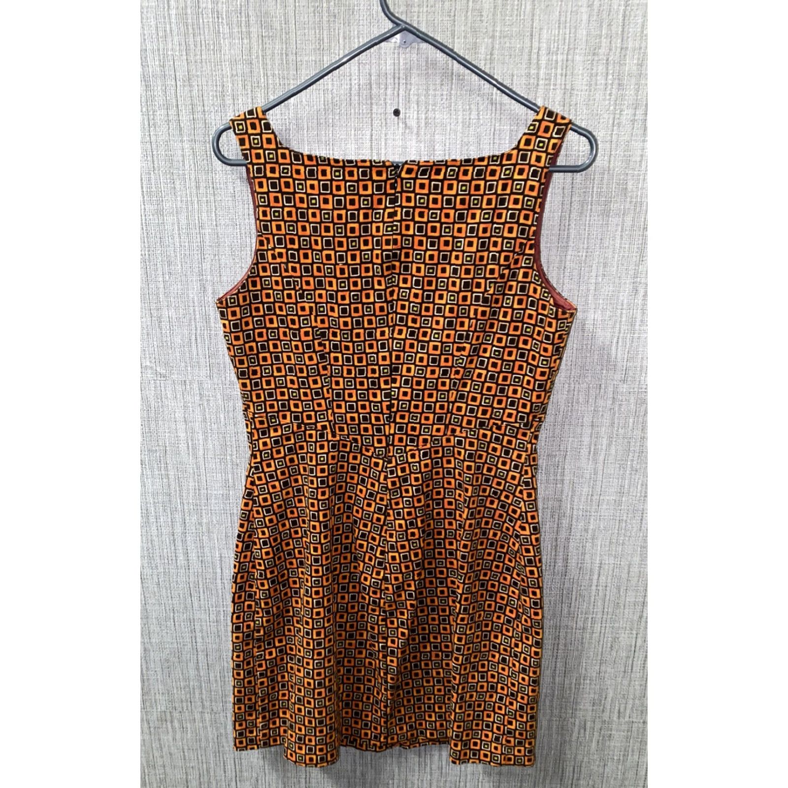 Vintage Mica Womens Dress Size 10 Sleeveless Geometric Print Brown Casual Cotton Spandex Fall Spring Size L / US 10 / IT 46 - 4 Thumbnail