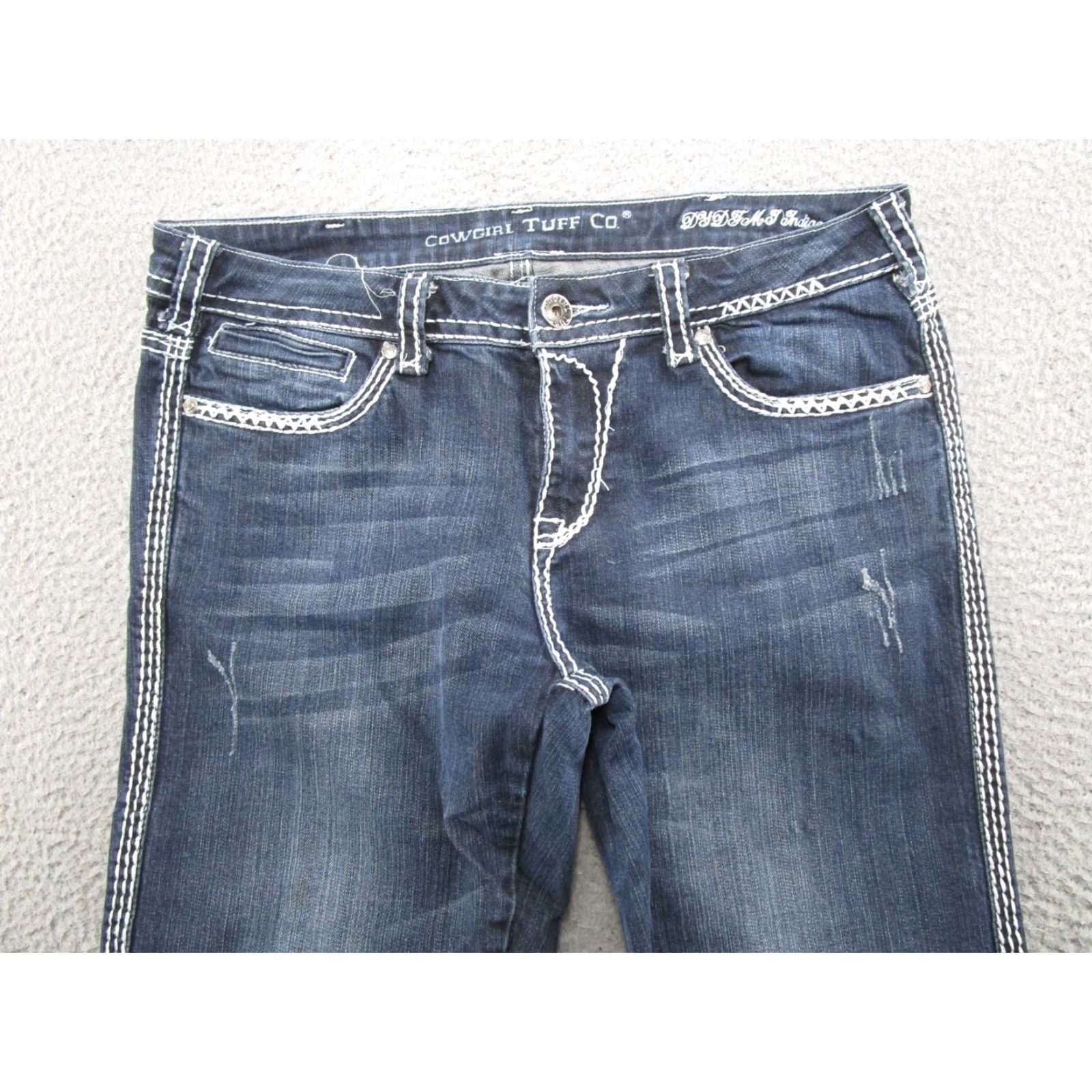 CO Cowgirl Tuff Co Women's Jeans 32x31 Bootcut Indigo DYDFMJ Button Zip 5-Pocket Embroidered Jeans Womens Size 24" / US 00 / IT 34 - 3 Thumbnail