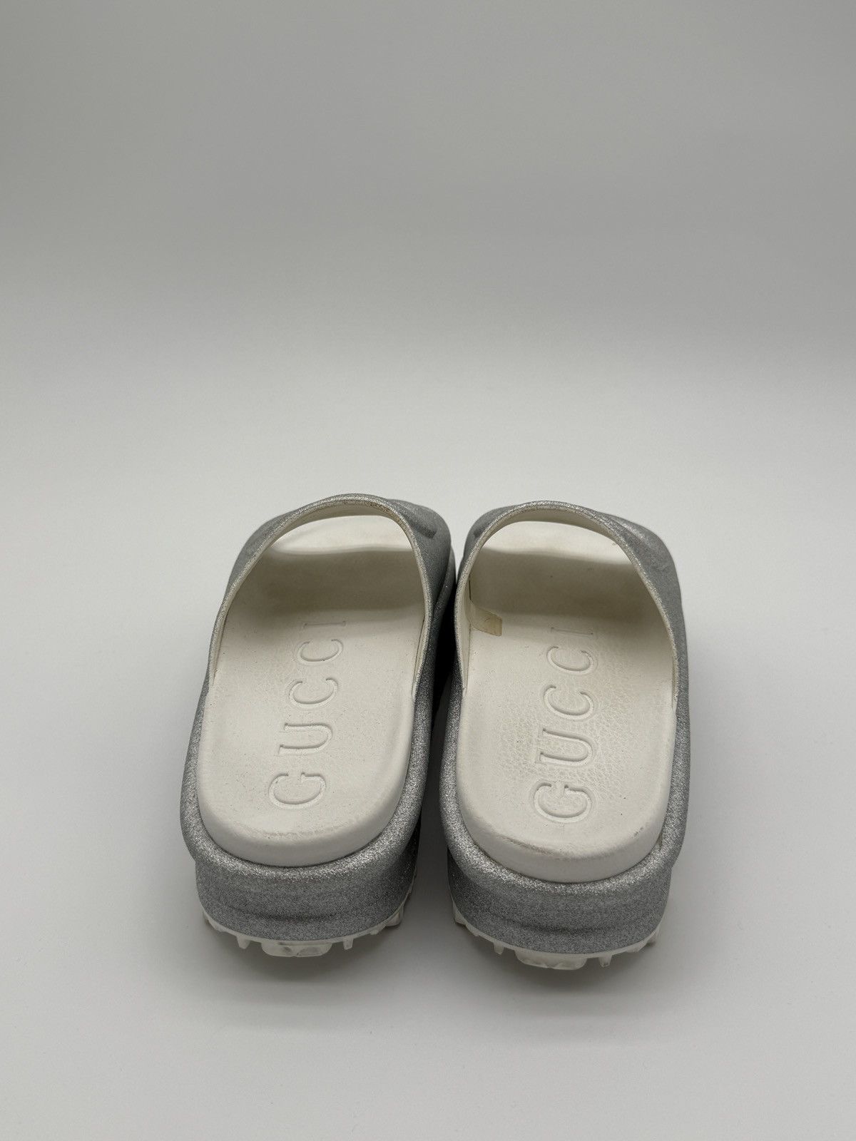Gucci Silver Glitter Gucci Platform Slides Size US 8 / IT 38 - 3 Thumbnail