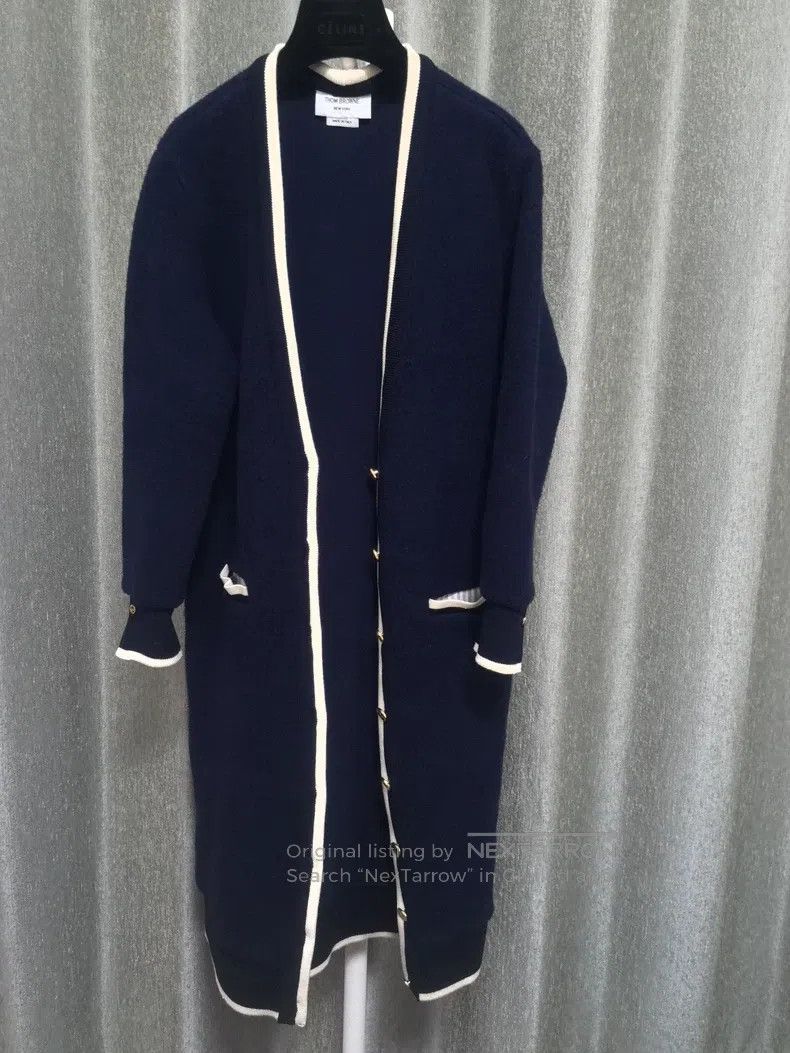 Thom Browne Thom Browne Deep Blue Gold Button Thick Wool Long Cardigan Size XS / US 0-2 / IT 36-38 - 1 Thumbnail