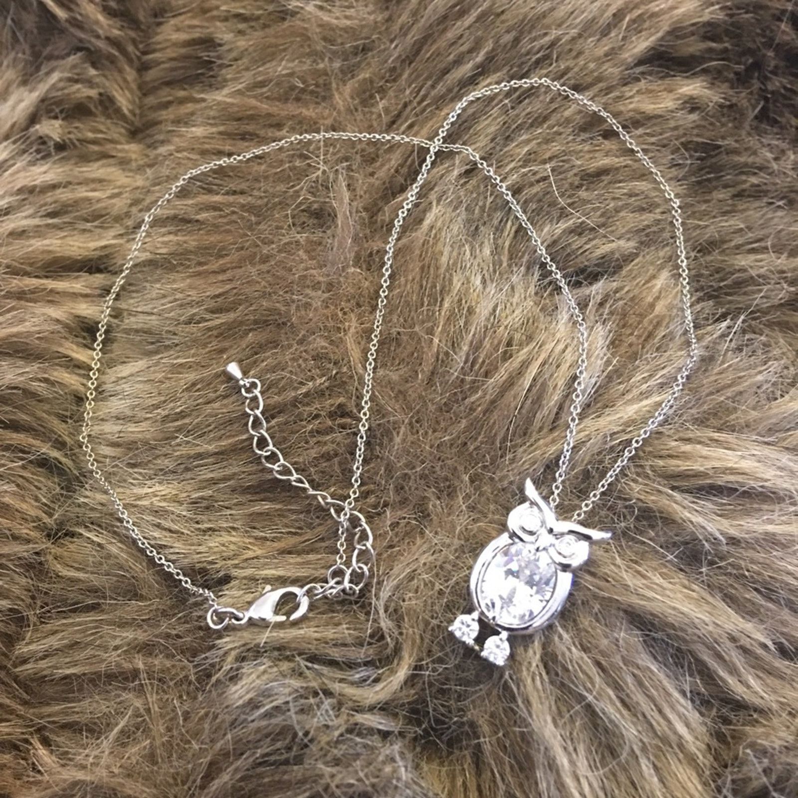 Jewelry Faceted stone owl pendant on silver plated chain Size ONE SIZE - 8 Thumbnail