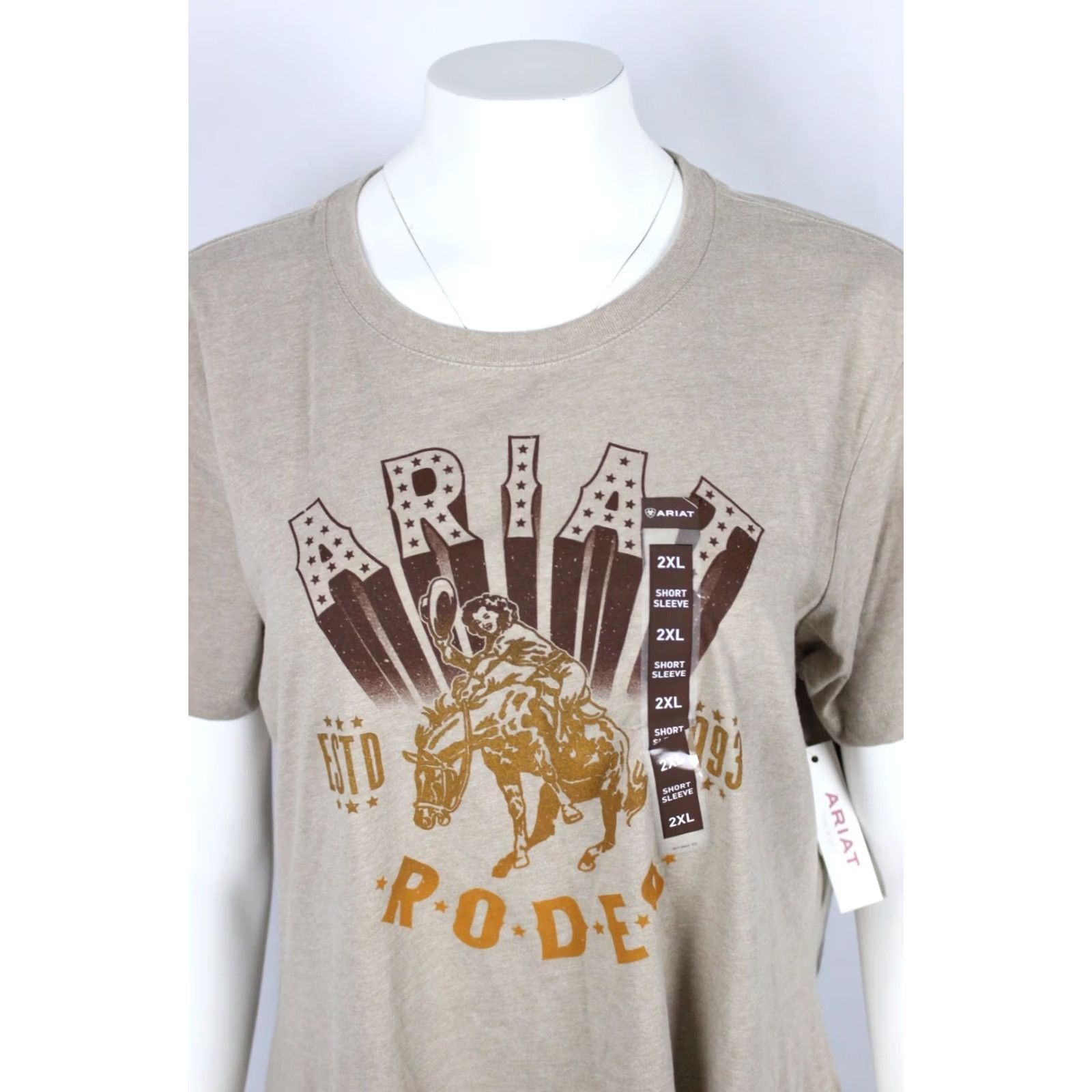 Ariat Ariat Women's T Shirt 2XL Rodeo Graphic Short Sleeve Oatmeal Heather Size XXL / US 16-18 / IT 52-54 - 3 Thumbnail