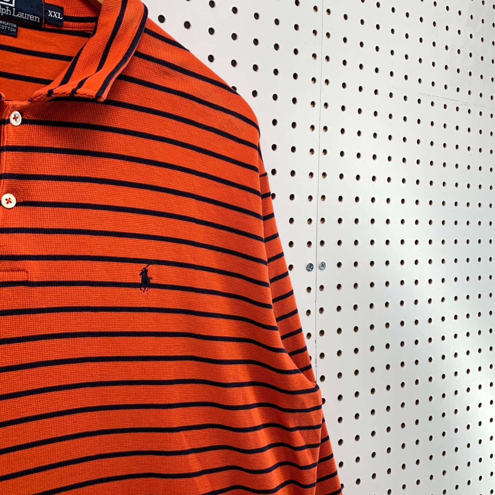 Polo Ralph Lauren VINTAGE Polo Ralph Lauren Shirt Striped Collared 2XL Orange Black Mens 26.5x31 Polo Shirt Size US XXL / EU 58 / 5 - 7 Thumbnail