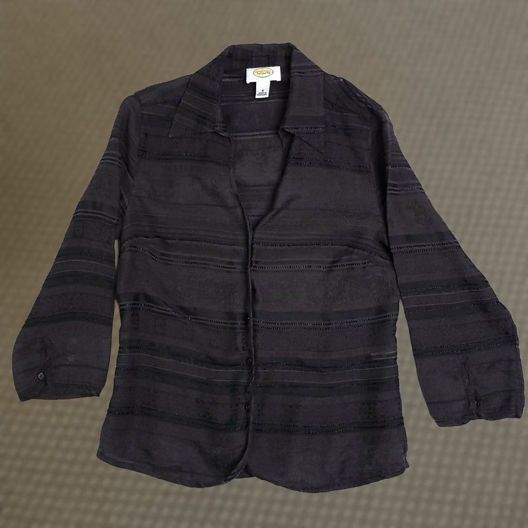 Talbots VINTAGE Talbots Blouse Shirt Women's 8 Button Balloon Sleeve V Neck Collared Brown 90s Size M / US 6-8 / IT 42-44 - 1 Thumbnail