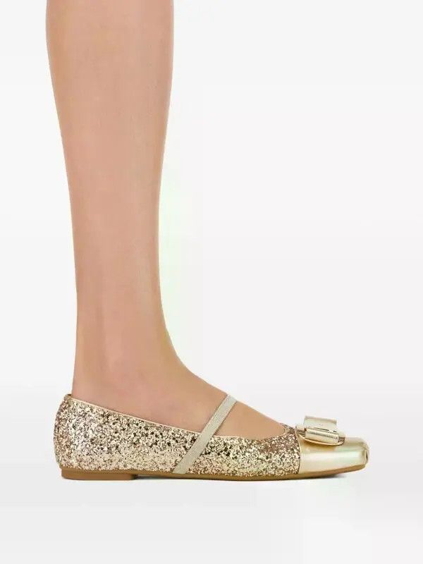 Salvatore Ferragamo o1s1rm0526 Vara-plate Ballerina Flats in Gold Size US 11 / IT 41 - 5 Thumbnail