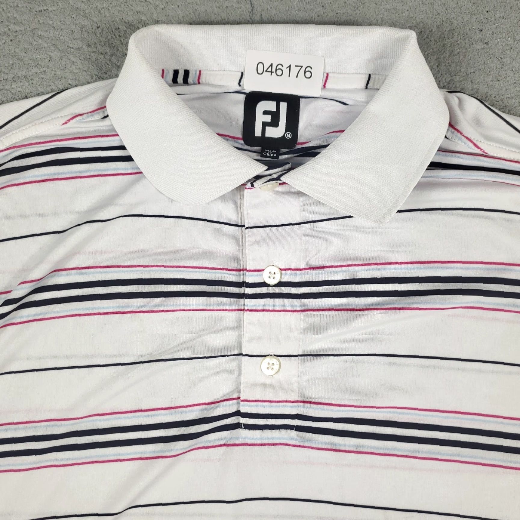 Footjoy FJ Polo Shirt Mens M White Striped Shirt Golf Casual Size US M / EU 48-50 / 2 - 2 Thumbnail