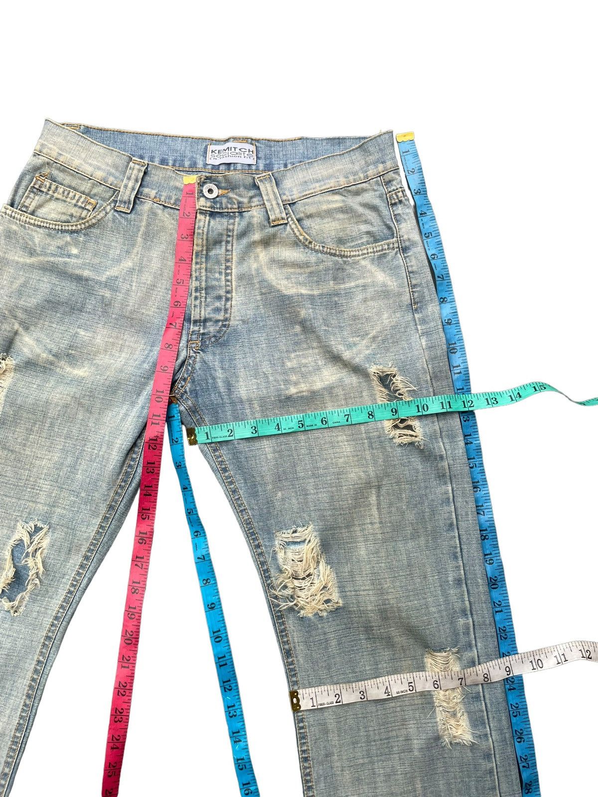Designer Vintage Kemitch Socialite Faded Distressed Denim Size US 32 / EU 48 - 22 Thumbnail