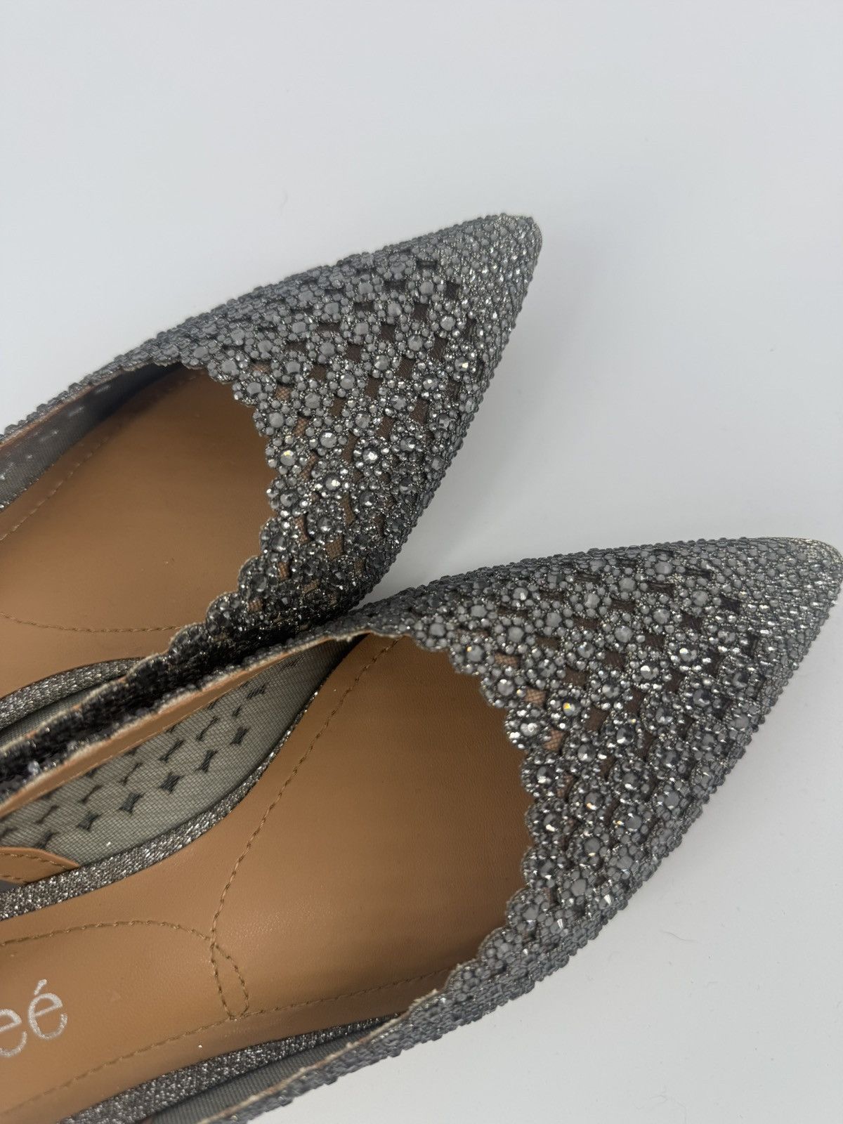 Other J Renee Pranil Pewter Silver Rhinestone Slingback Pumps Heel Size US 7 / IT 37 - 10 Thumbnail