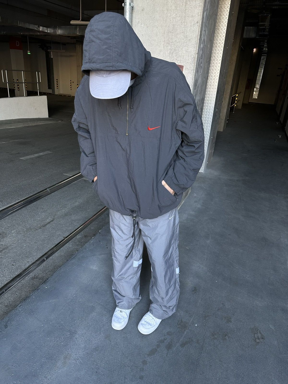 Nike × Vintage Vintage Nike light jacket 1/4 windbreaker grey x-training Size US XL / EU 56 / 4 - 3 Thumbnail