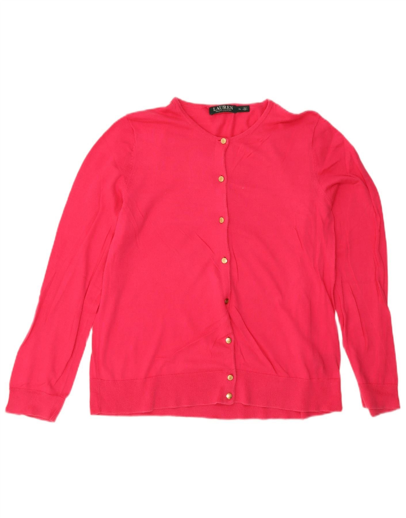 Ralph Lauren Womens Cardigan Sweater UK 18 XL Pink Cotton Size L / US 10 / IT 46 - 1 Thumbnail