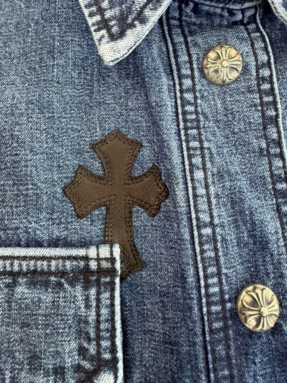Chrome Hearts 🔥Chrome Hearts Denim Cross Patches Shirt🔥 Size US S / EU 44-46 / 1 - 4 Thumbnail
