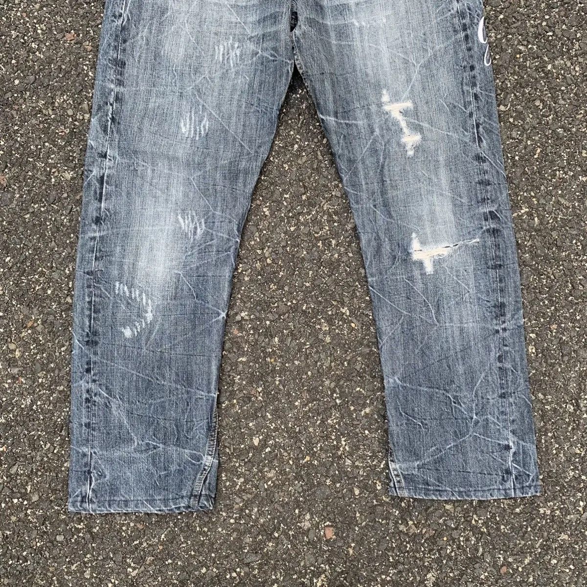 Japanese Brand STORM FADING RARE💥ORIRIN JEANS GRANDMIND Ripped Denim Pants Size US 33 - 3 Thumbnail