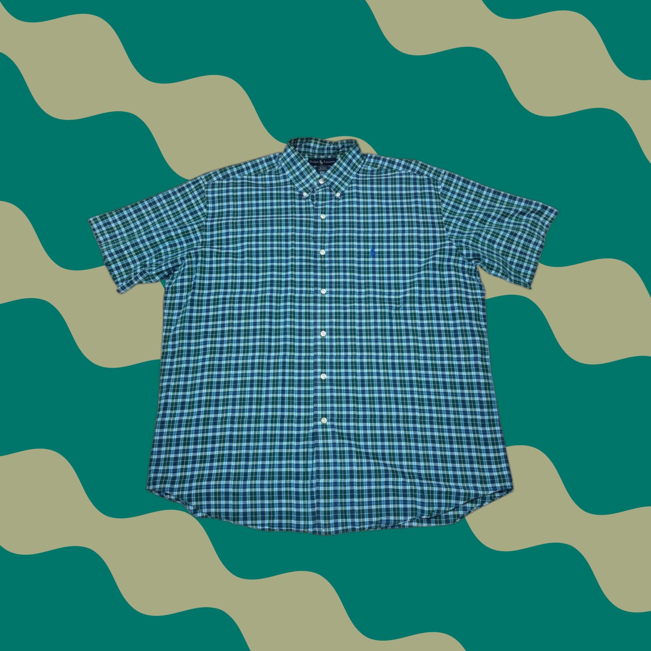 Ralph Lauren Ralph Lauren Blake Plaid Short Sleeve Button-Down Shirt Men's L Green Blue Size US L / EU 52-54 / 3 - 1 Thumbnail