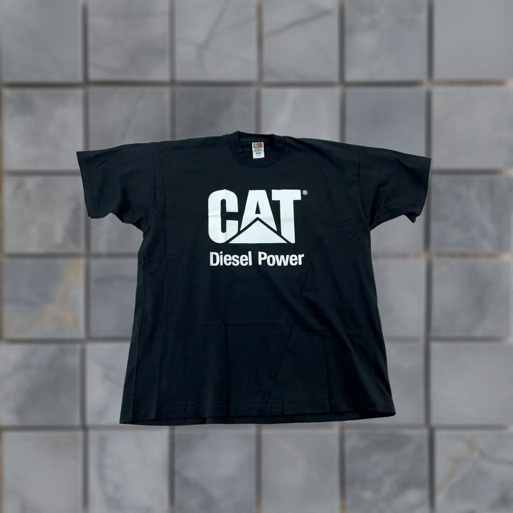 Fruit Of The Loom VINTAGE CAT Diesel Power T-Shirt 2XL Black Cotton Polyester Short Sleeve Crew Neck Mens 90s Construction Tractor Truck Farm USA Graphic Print Size US XXL / EU 58 / 5 - 1 Thumbnail