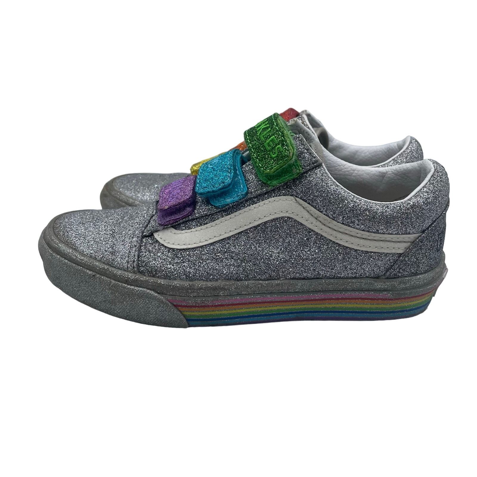 VANS Old Skool V Flour Shop Shoes Silver Glitter Womens