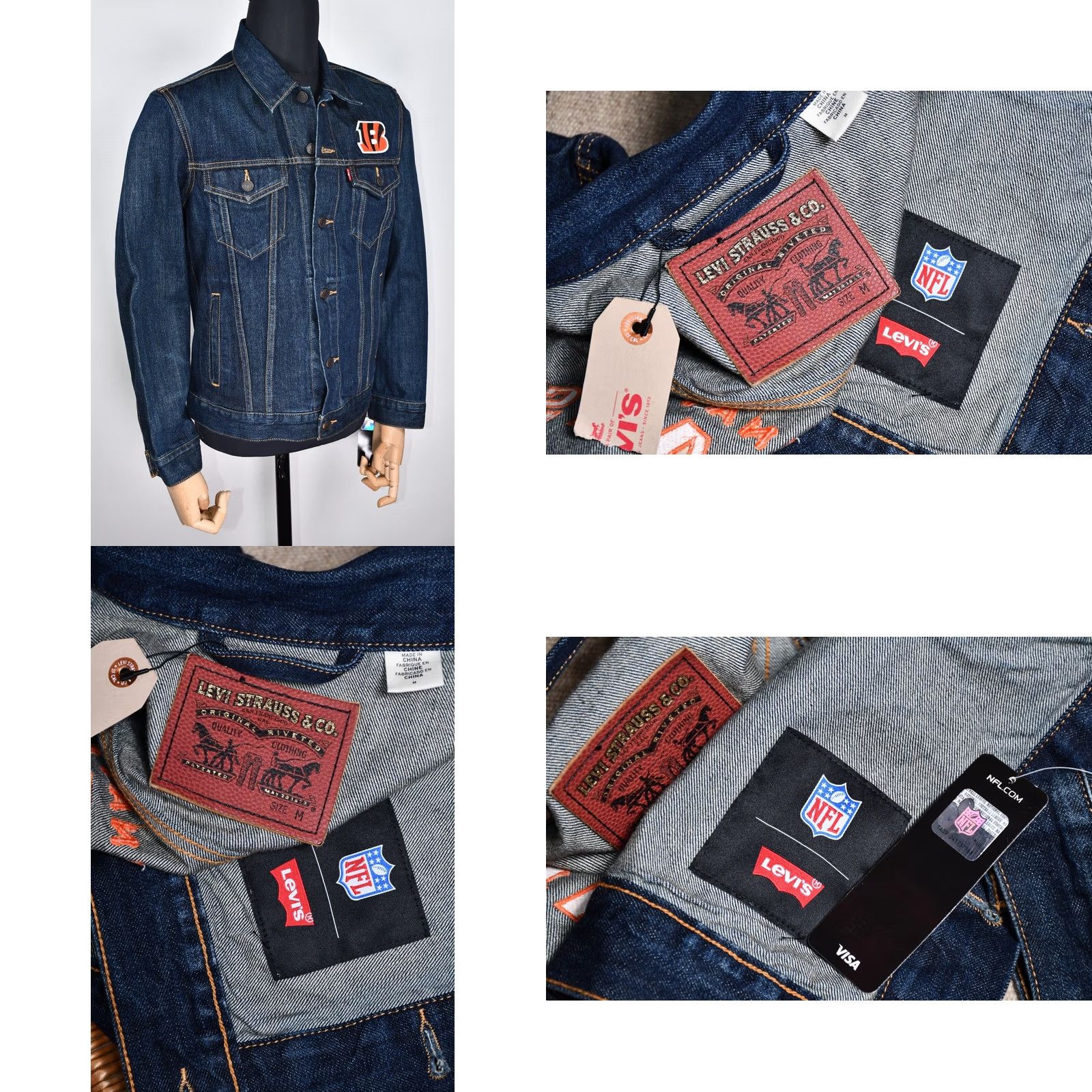 Levi's LEVI'S NFL Cincinnati Bengals Denim Trucker Jacket Mens M Shirt Jacket Size US M / EU 48-50 / 2 - 8 Thumbnail