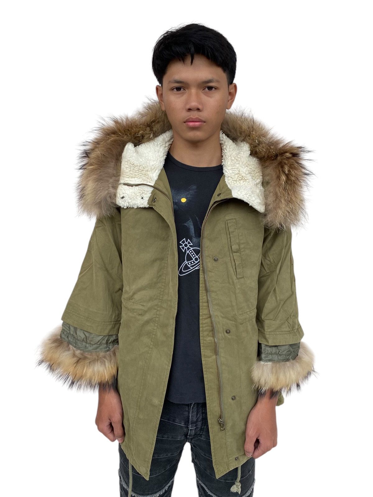 If Six Was Nine × Japanese Brand × Le Grande Bleu (L.G.B.) 2000s Rodeo Crown - Fur Hoodie Jacket Size M / US 6-8 / IT 42-44 - 3 Thumbnail