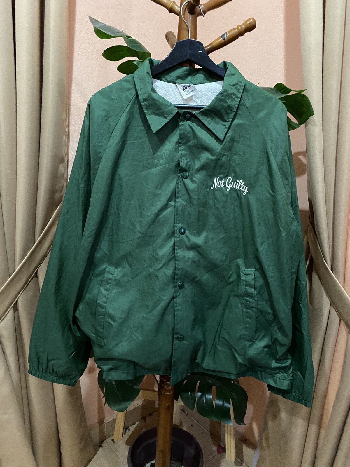 Vintage Vintage “Not Guilty” Green Cotton Jacket Statement Wear Size US XL / EU 56 / 4 - 4 Thumbnail