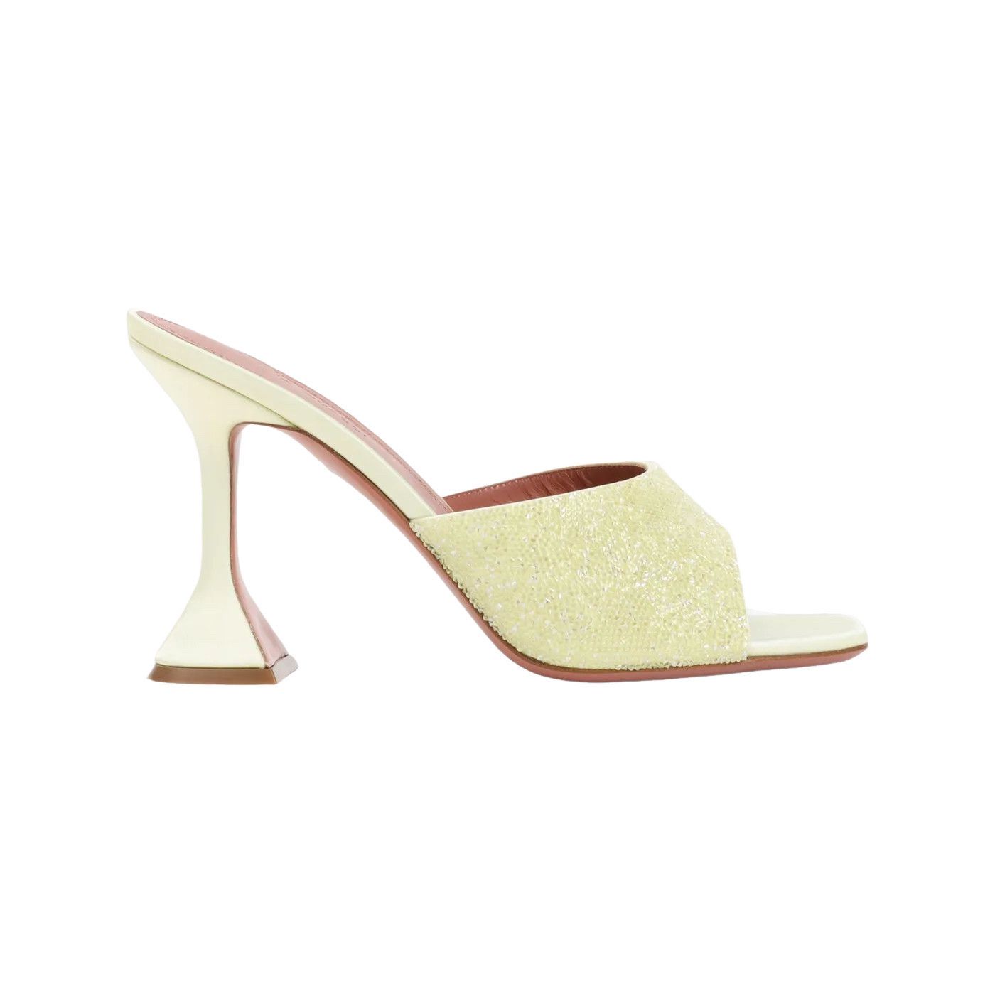AMINA MUADDI Lupita 95 Yellow Leather Crystal Sandals New &