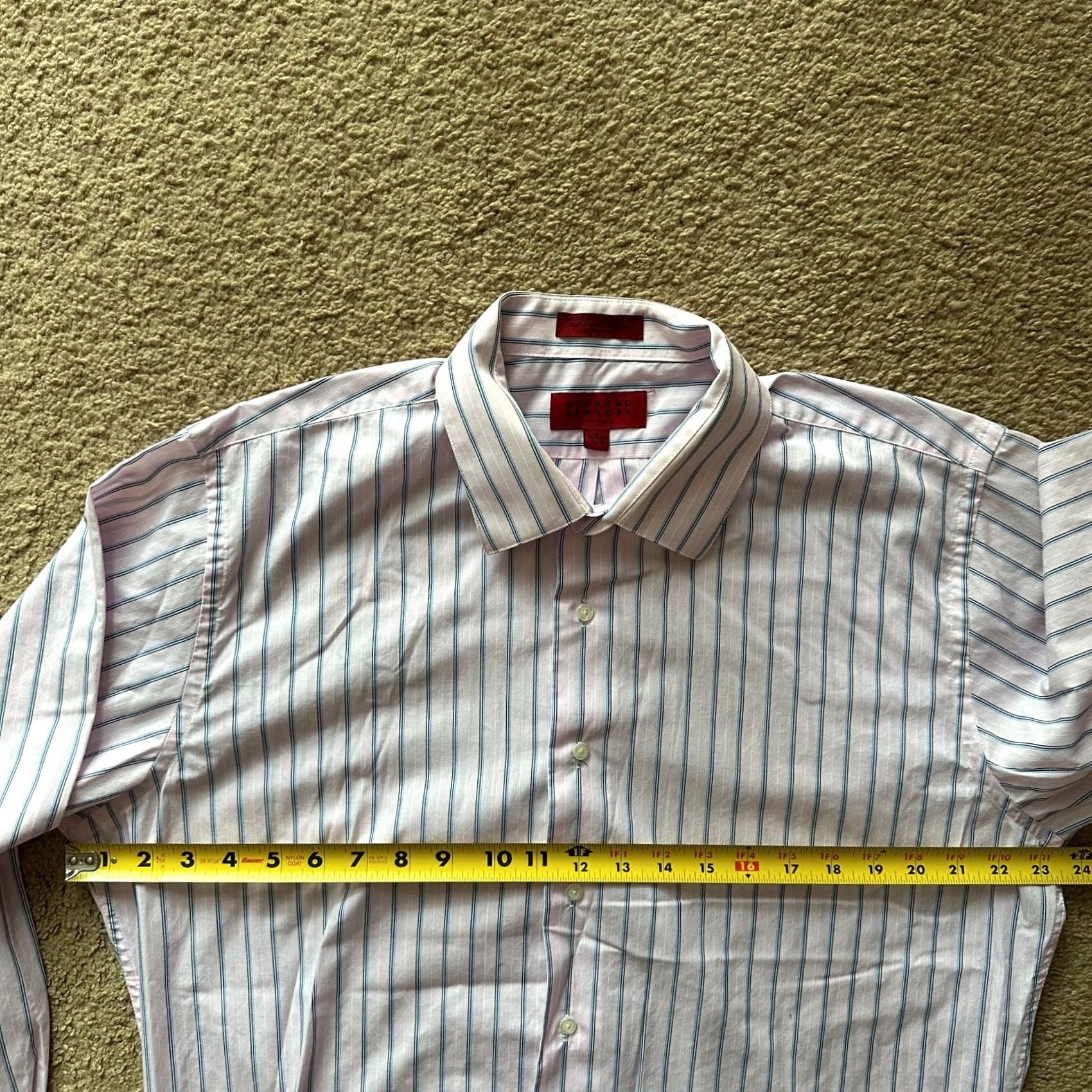 Pinko Bergamo Shirt Mens Large Pink Blue Striped Spread New York Filled Size US L / EU 52-54 / 3 - 6 Thumbnail