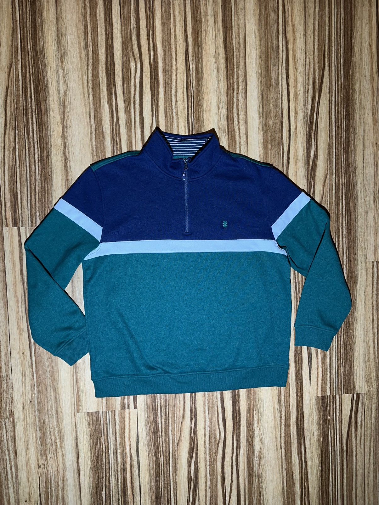 Izod Izod Men's Navy and Teal 1/4 Zip Up Sweater Size US XL / EU 56 / 4 - 1 Thumbnail