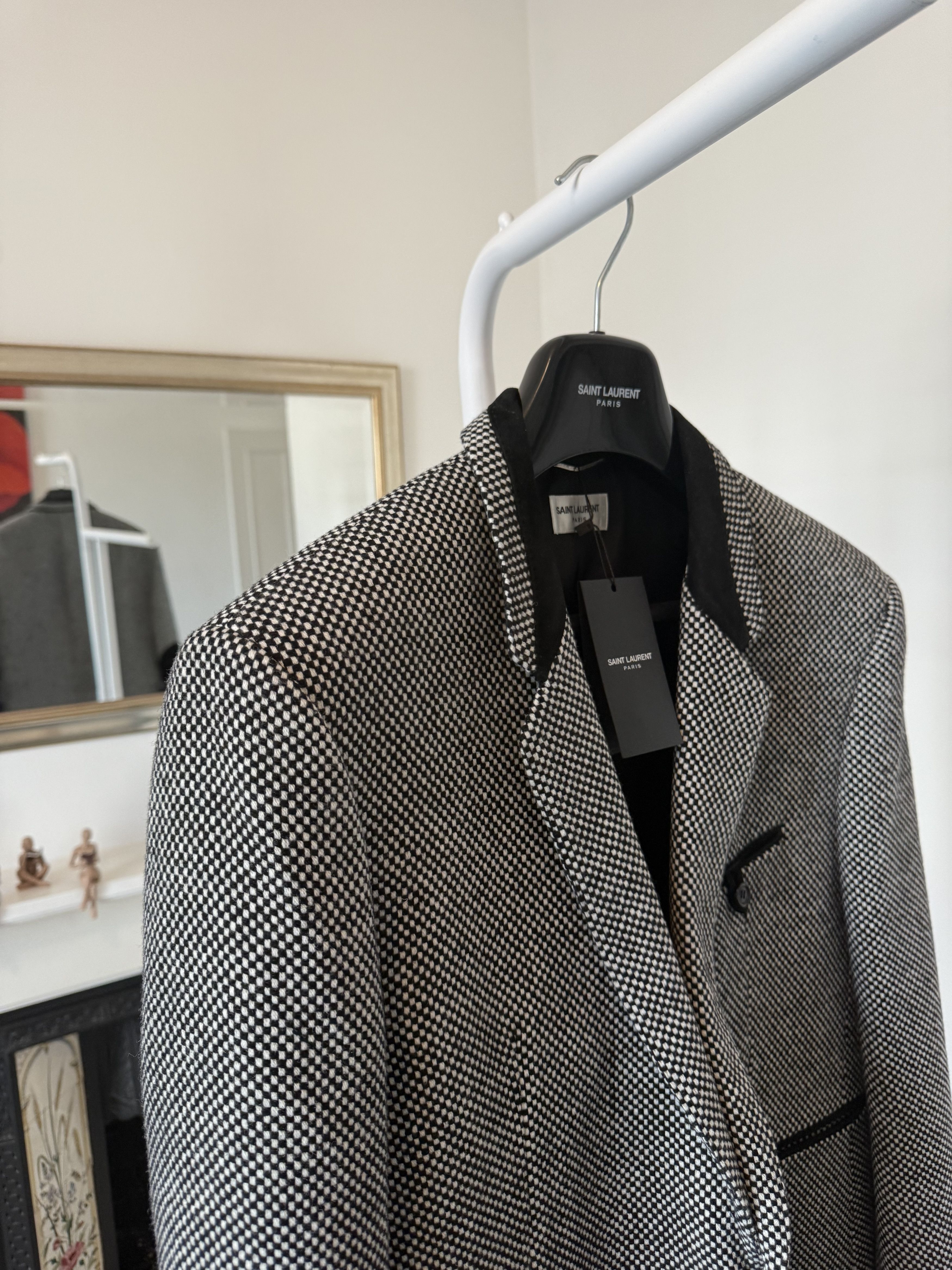 Saint Laurent Paris SS19 Saint Laurent Black and Off-White Tweed Allure Blazer Size 52R - 7 Thumbnail