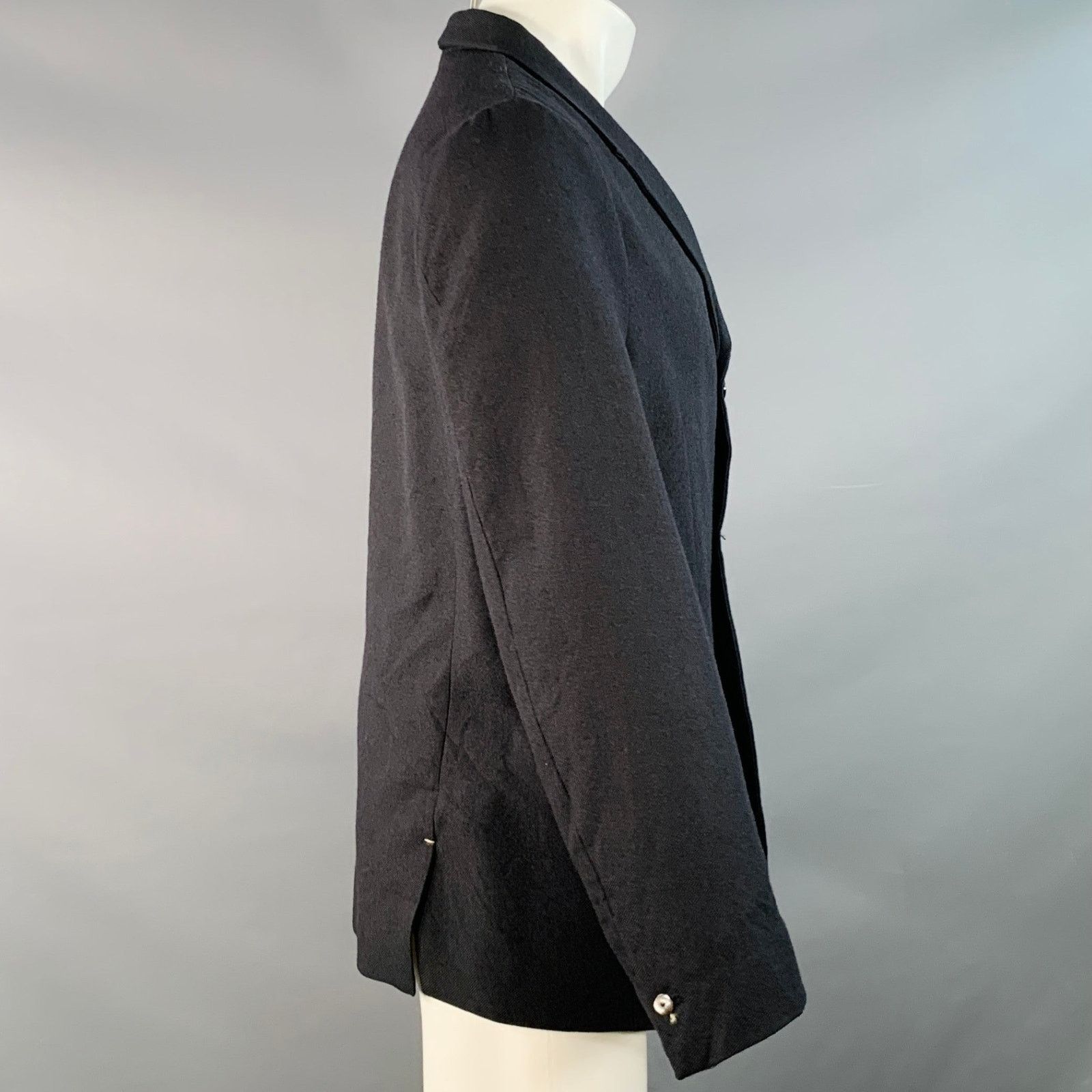 Archivio J.M. Ribot M Black Wool Twill Single Breasted Buttoned Jacket Size US M / EU 48-50 / 2 - 2 Thumbnail