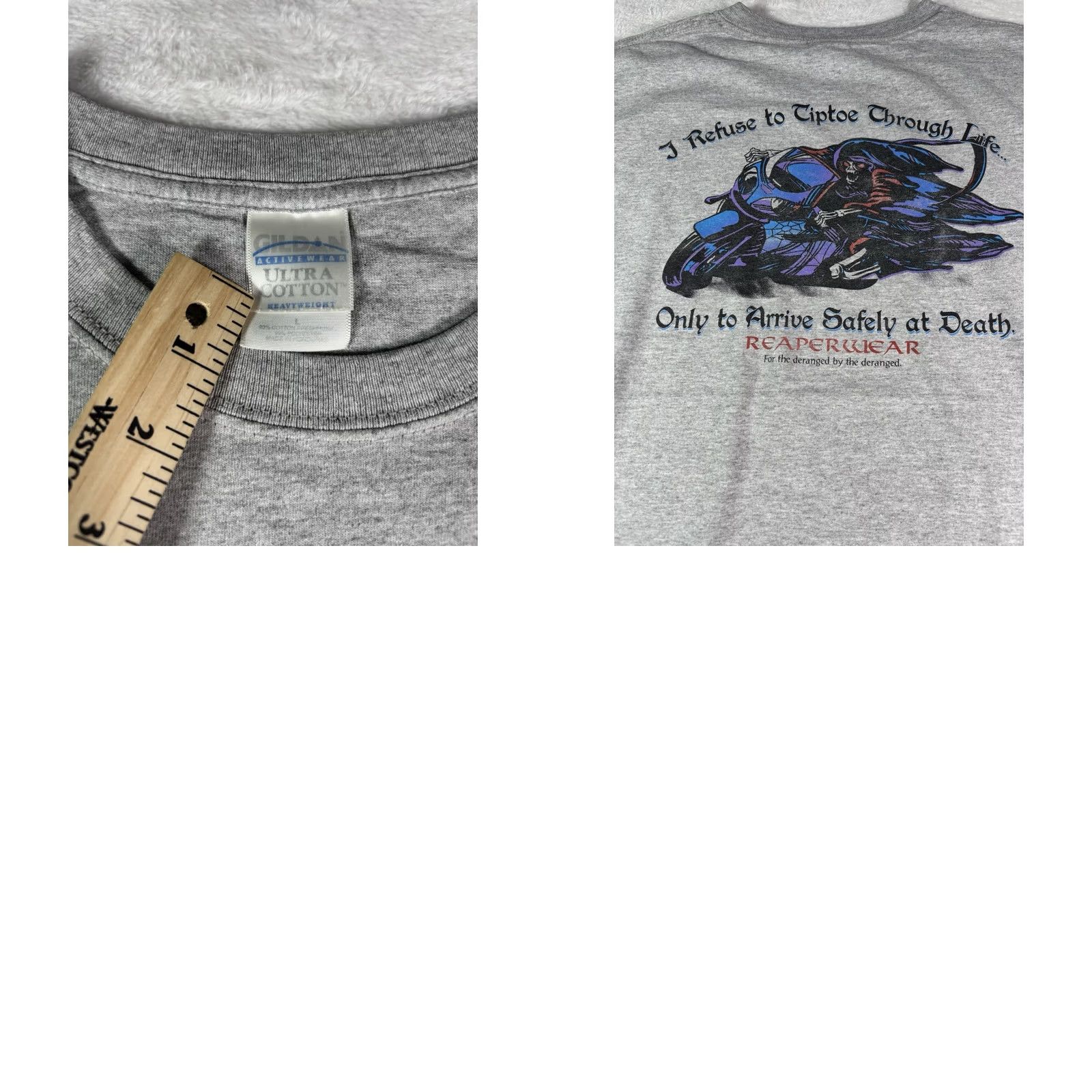 Vintage VTG Reaperwear "I Refuse To Tip Toe Through Life" Men's T-Shirt L Gray Size US L / EU 52-54 / 3 - 8 Thumbnail