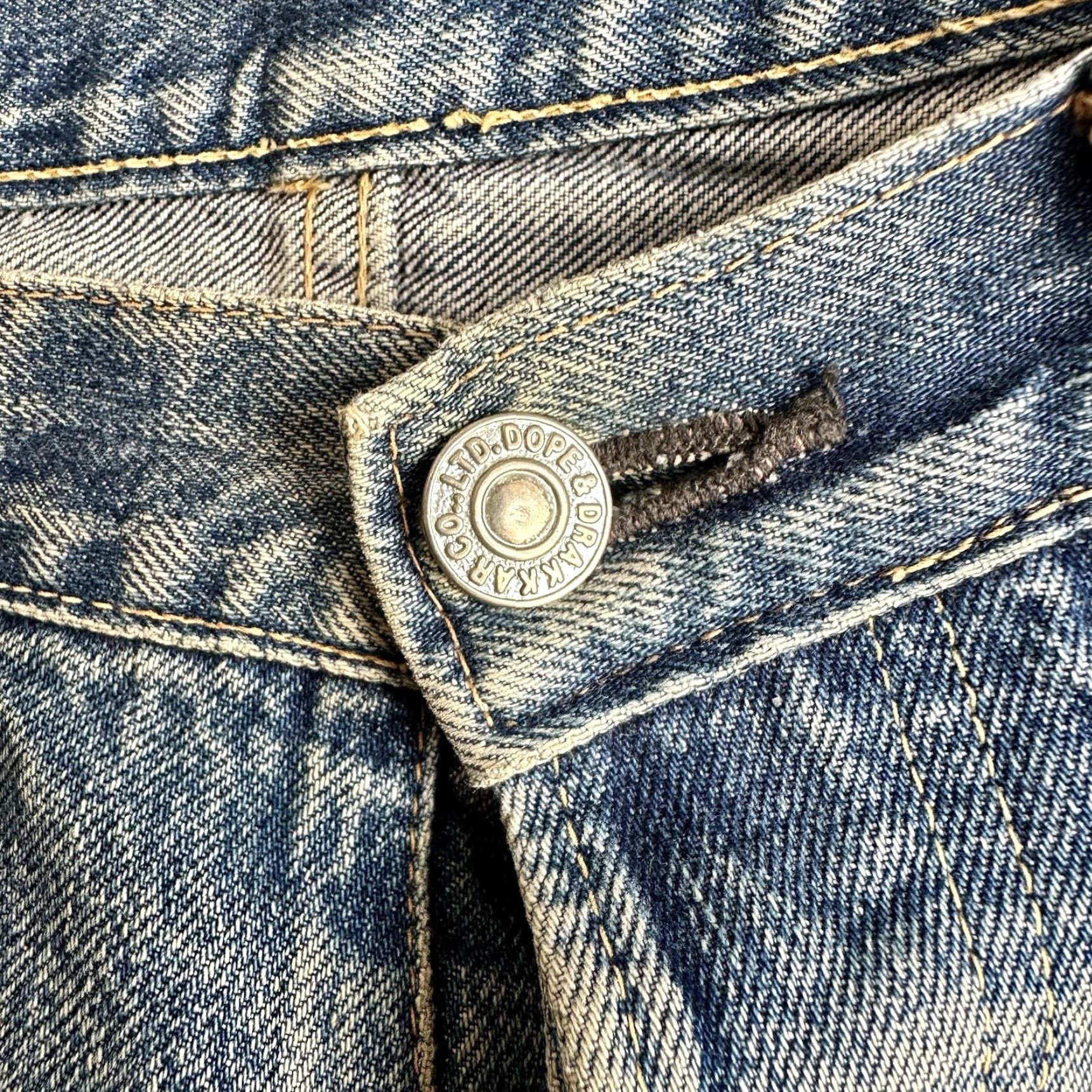 Vintage DOPE Jeans Selvage Japanese Made Dope & Drakkar Redline Blue 34x34 Men's Straight 34 Inseam Size US 34 / EU 50 - 2 Thumbnail