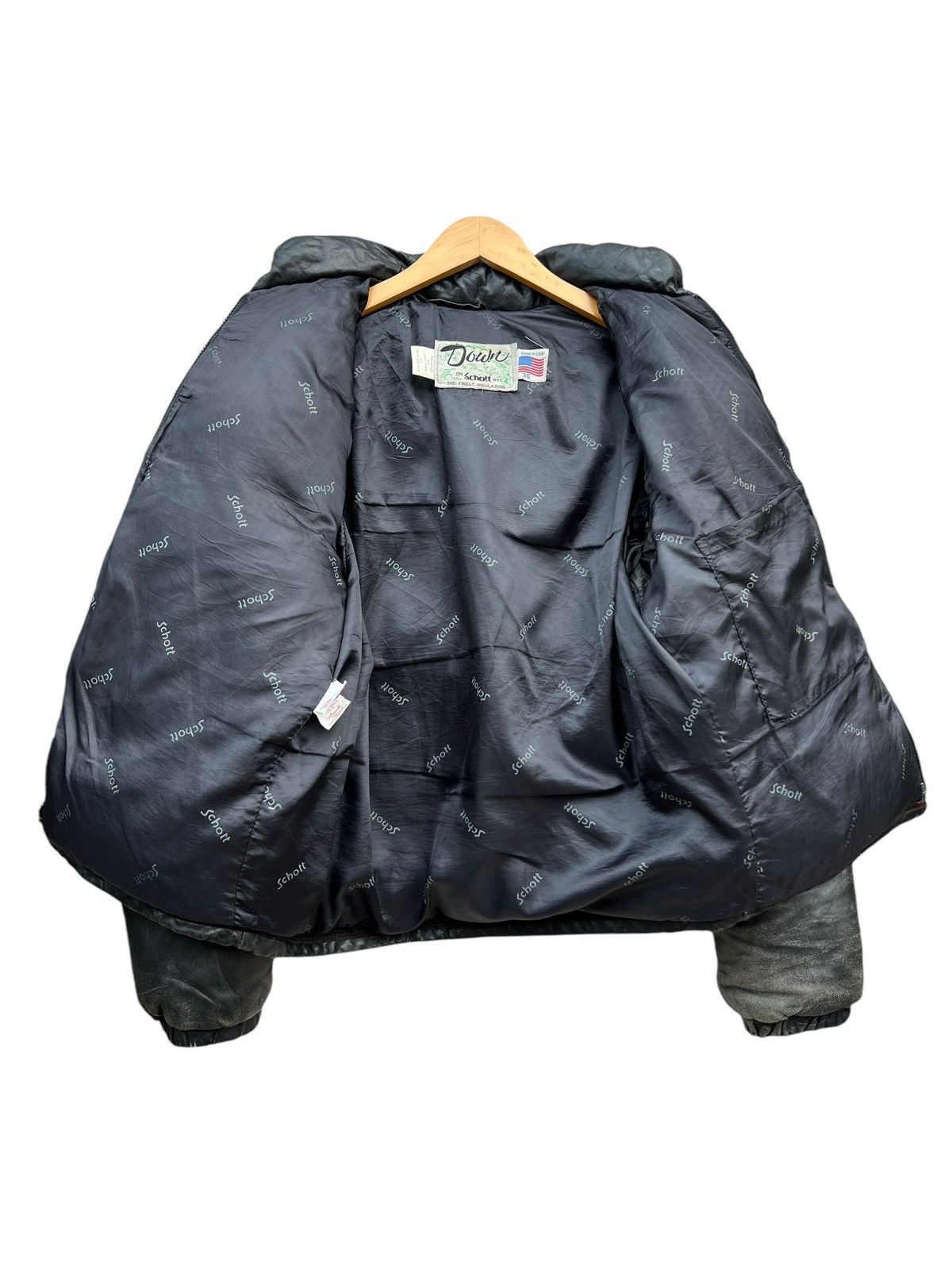 Schott × Vintage Vintage Schott Black Leather Puffer Down Jacket Size US M / EU 48-50 / 2 - 6 Thumbnail