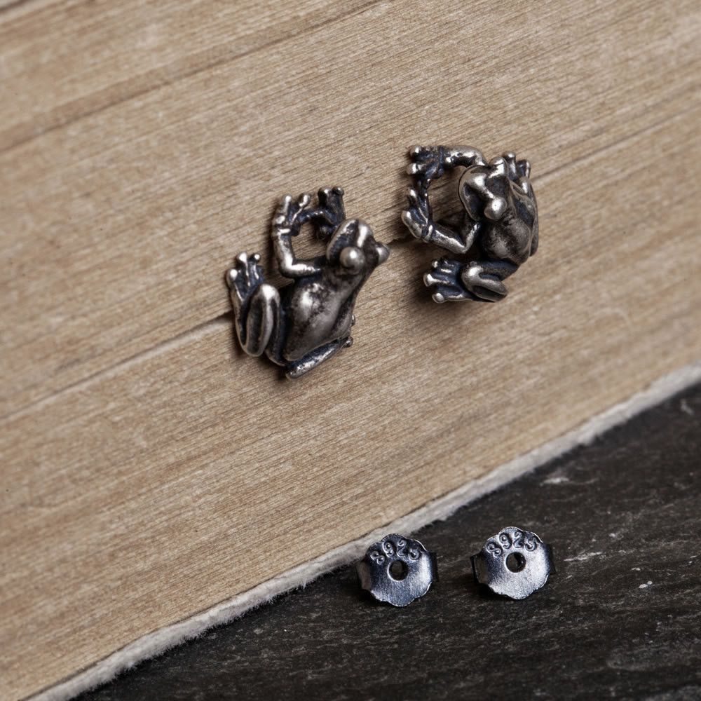 Handmade × Jewelry Frog Dark Earrings One Pairs Chrome Jewelry Size ONE SIZE - 3 Thumbnail