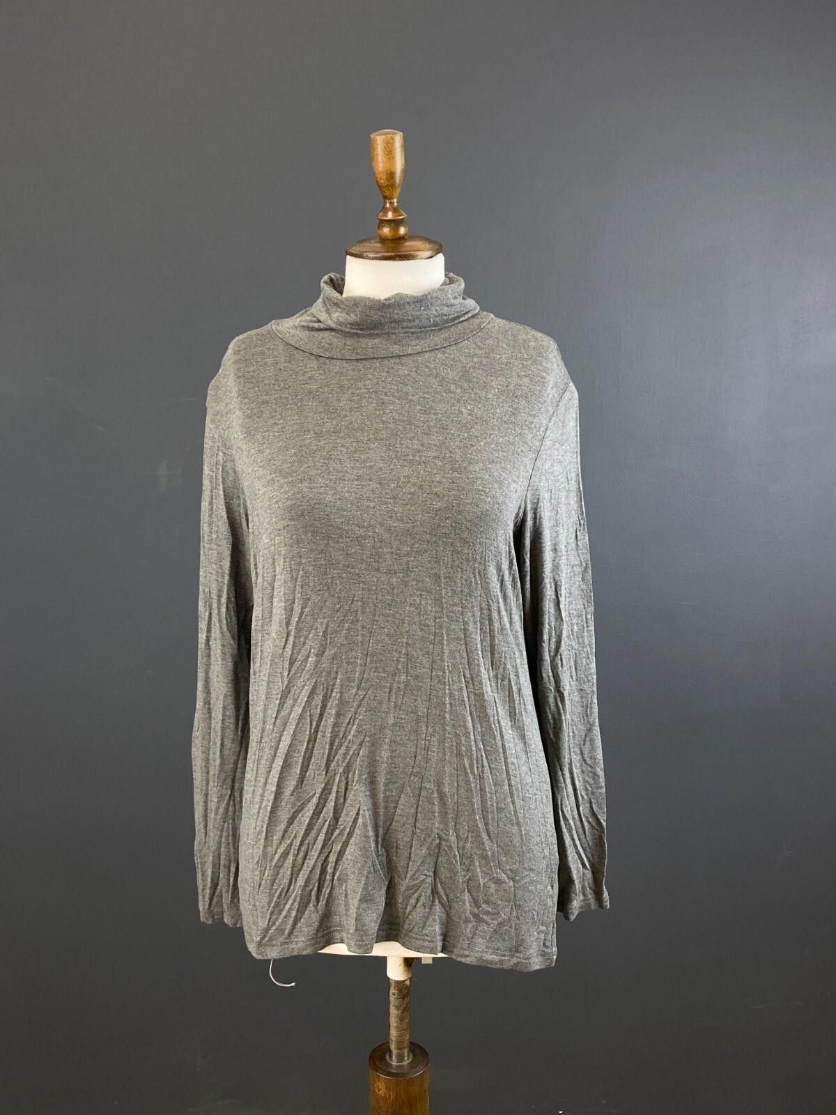 Designer Gudrun Sjoden Gray Turtle Neck Long Sleeve Top Shirt Size L Size L / US 10 / IT 46 - 1 Thumbnail