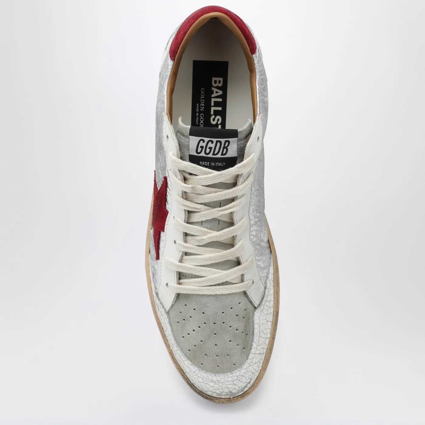 Golden Goose o1d2blof0426 Ball Star Low-Top Sneakers in Silver/Red Size US 10 / EU 43 - 3 Thumbnail