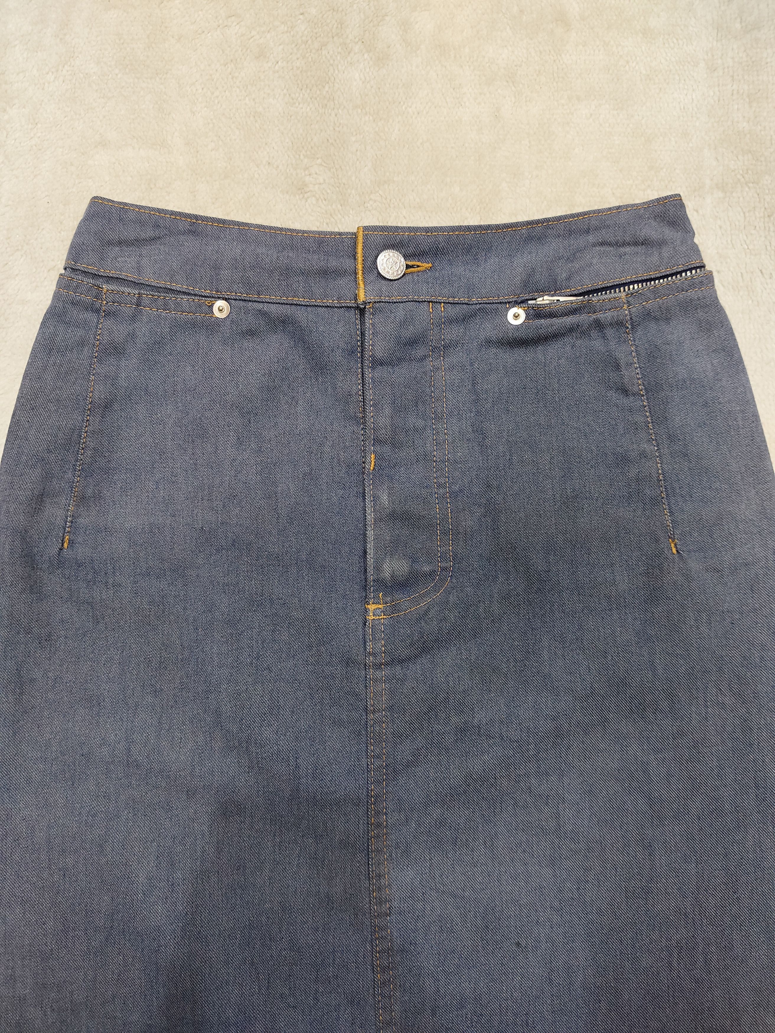 CABANE de ZUCCa 00s Zucca Travail🇯🇵 Minimalist Silhouette Denim Midi Skirt Size 28" / US 6 / IT 42 - 2 Thumbnail