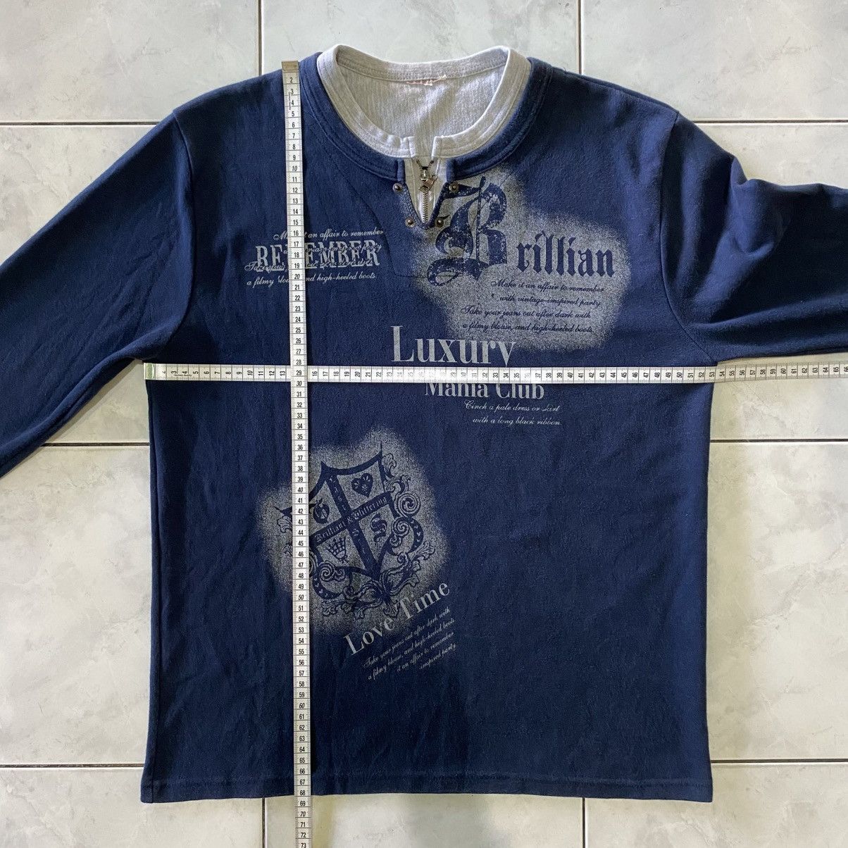 Japanese Brand Japanese Vintage Brillian Luxury Mania Henley Longsleeve Tee Size US L / EU 52-54 / 3 - 16 Thumbnail