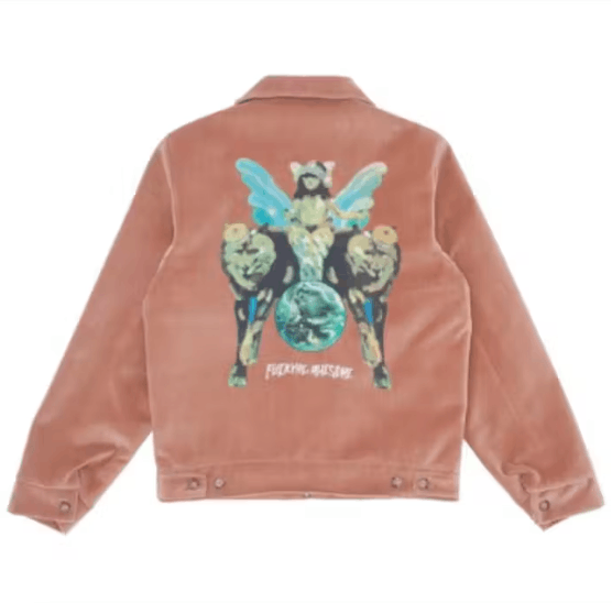 image of Fucking Awesome Winged Woman Velvet Work Jacket in Sand, Men's (Size Large)