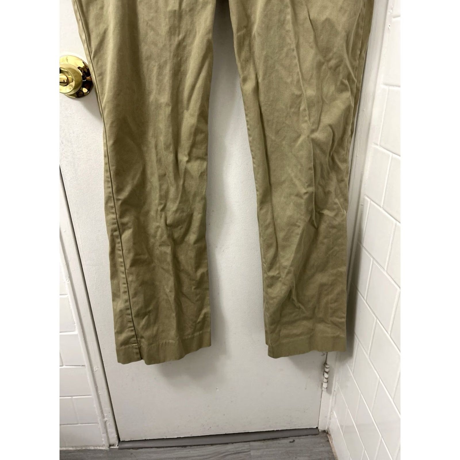Lands' End VINTAGE Lands' End Pants Womens M 38x33 Khaki Beige Cotton Twill Drawstring Pockets Straight Leg 90s USA Size 32" / US 10 / IT 46 - 3 Thumbnail