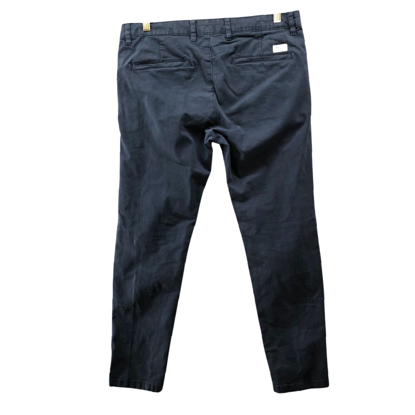 Zara Zara Slim Fit Chino Pants Mens 32x30 Navy Blue Flat Front Stretch Casual Business Travel Slim Cotton Spandex Tapered with Zip Front Men Clothing Size US 32 / EU 48 - 2 Thumbnail
