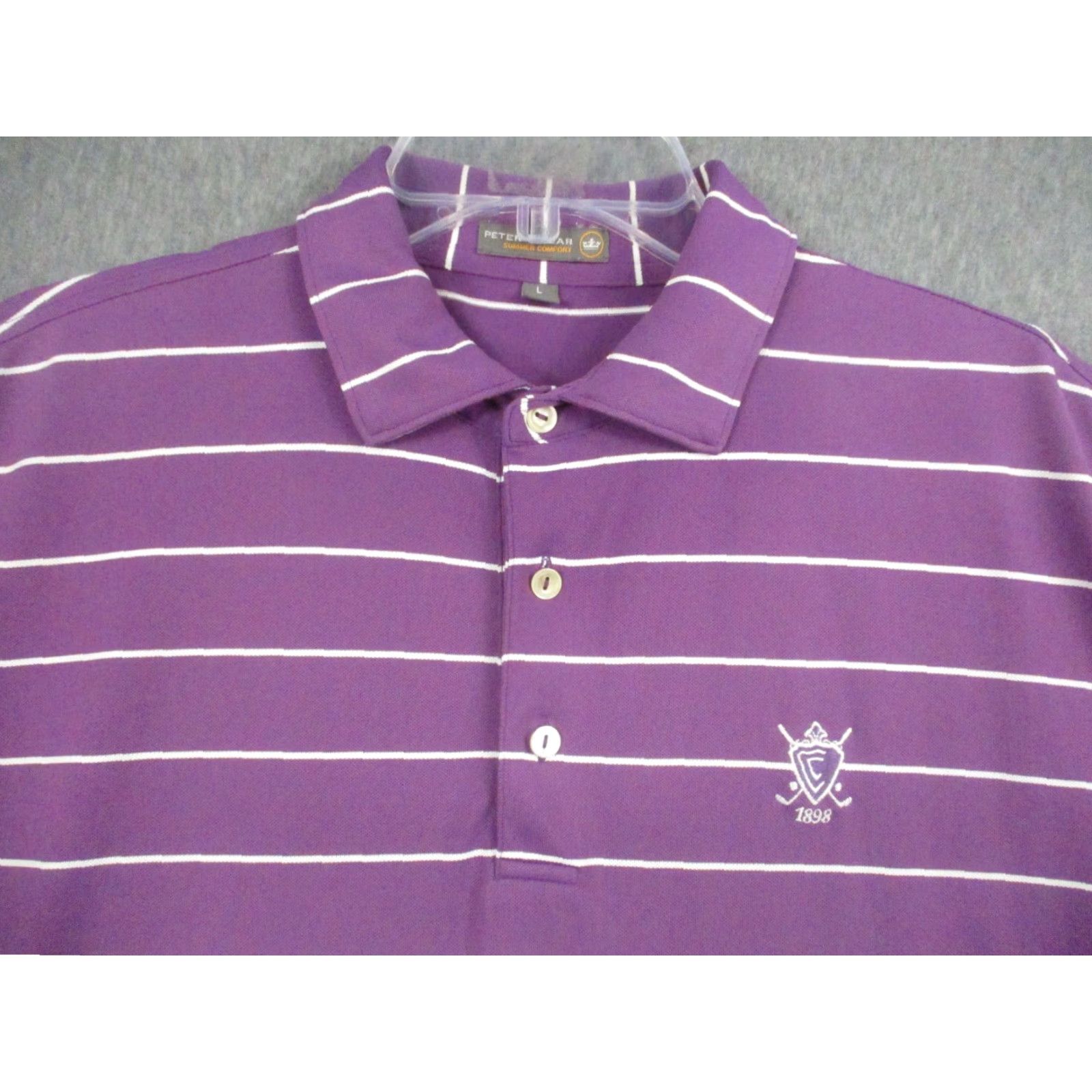Peter Millar Peter Millar Summer Comfort Golf Polo Shirt Large Purple Stripe Mens Shirt Polo Size US L / EU 52-54 / 3 - 2 Thumbnail