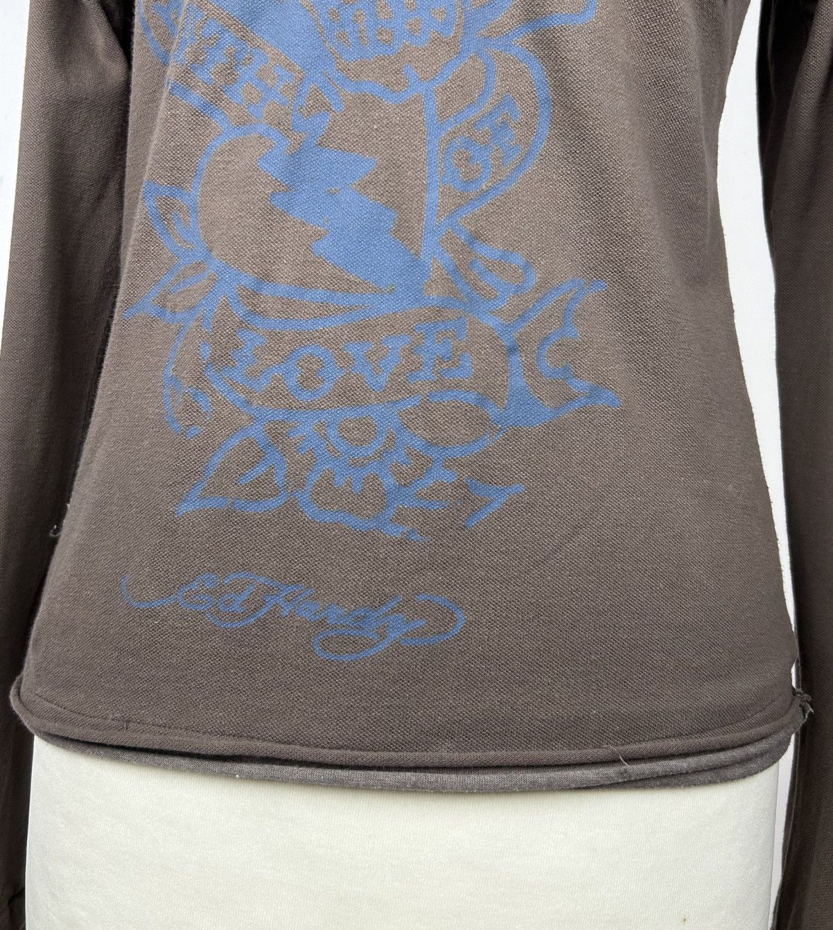Ed Hardy Vintage Ed Hardy Brown Skulls Fire Avant Garde Top Polo Size S / US 4 / IT 40 - 8 Thumbnail
