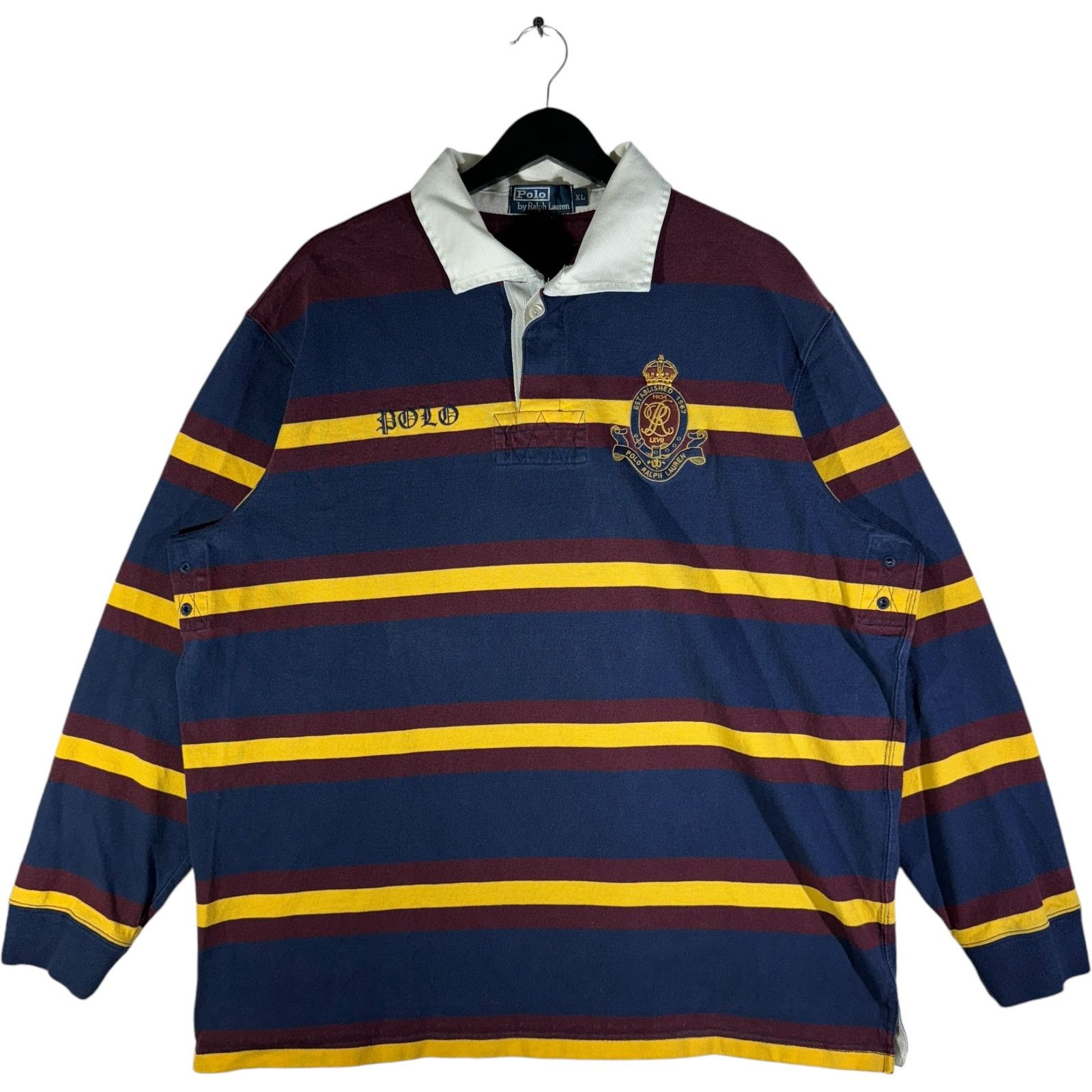 Polo Ralph Lauren Vintage Polo Ralph Lauren Striped Long Sleeve Rugby Size US XL / EU 56 / 4 - 1 Thumbnail