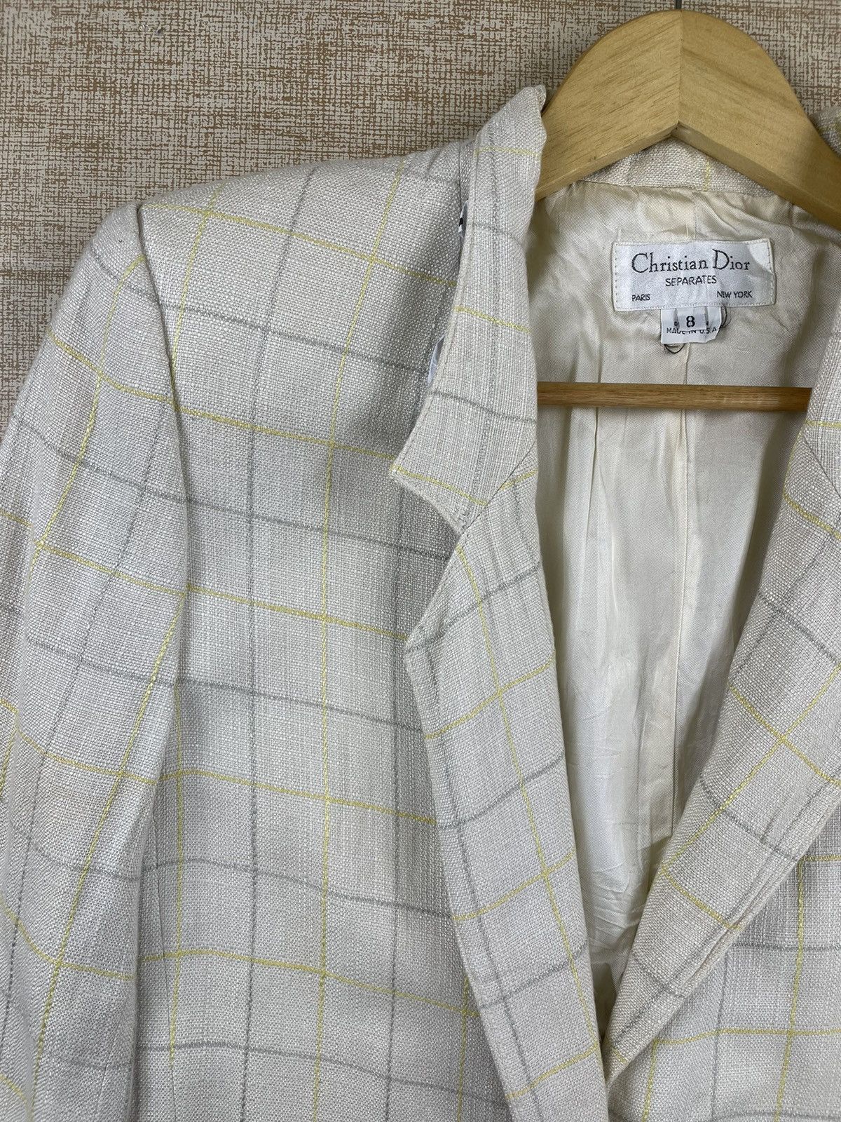 Christian Dior Monsieur × Vintage Vintage Christian Dior Separates White Plaid Blazer Jacket Size US S / EU 44-46 / 1 - 4 Thumbnail