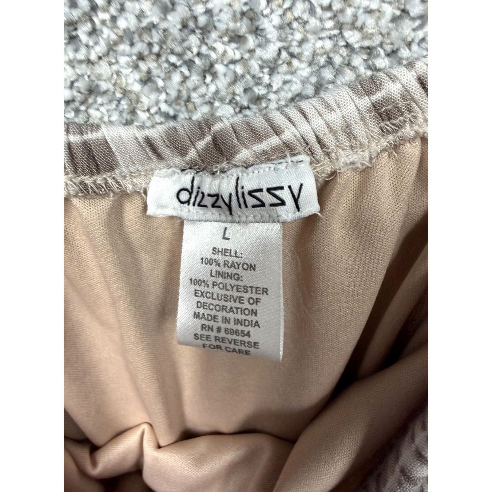 Vintage Dizzy Lizzy Sundress L Beige Geometric Short Sundress Tassel Trim Boho Beach Vacation Resortwear Womens/Adult L Size L / US 10 / IT 46 - 4 Thumbnail
