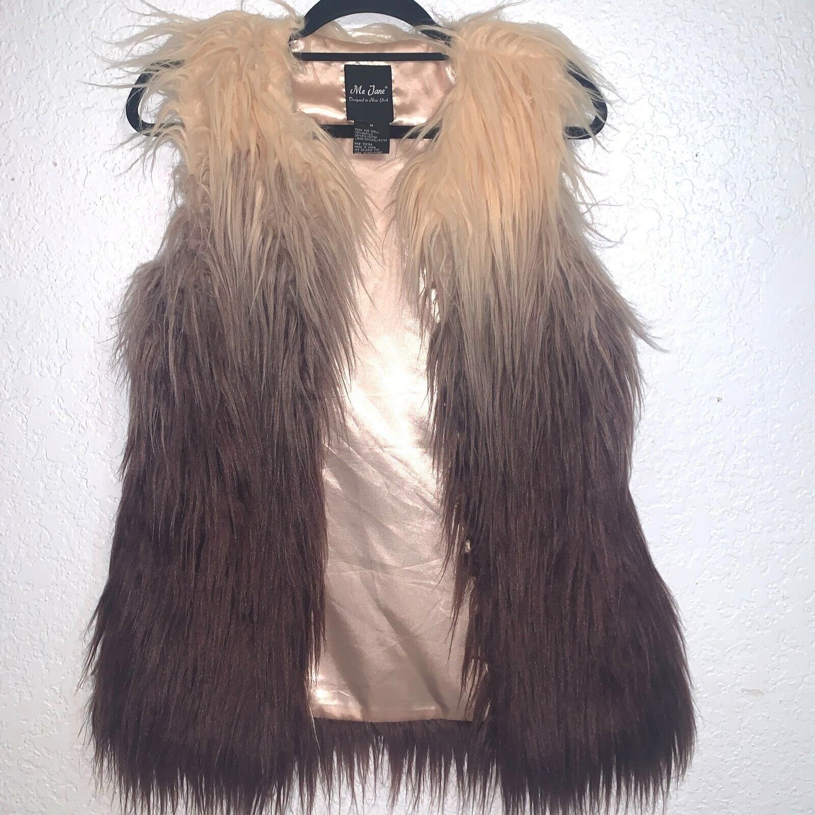 Vintage Me Jane "Almost Famous" Style Ombre' Faux Fur Vest Satin Lin Size M / US 6-8 / IT 42-44 - 1 Thumbnail