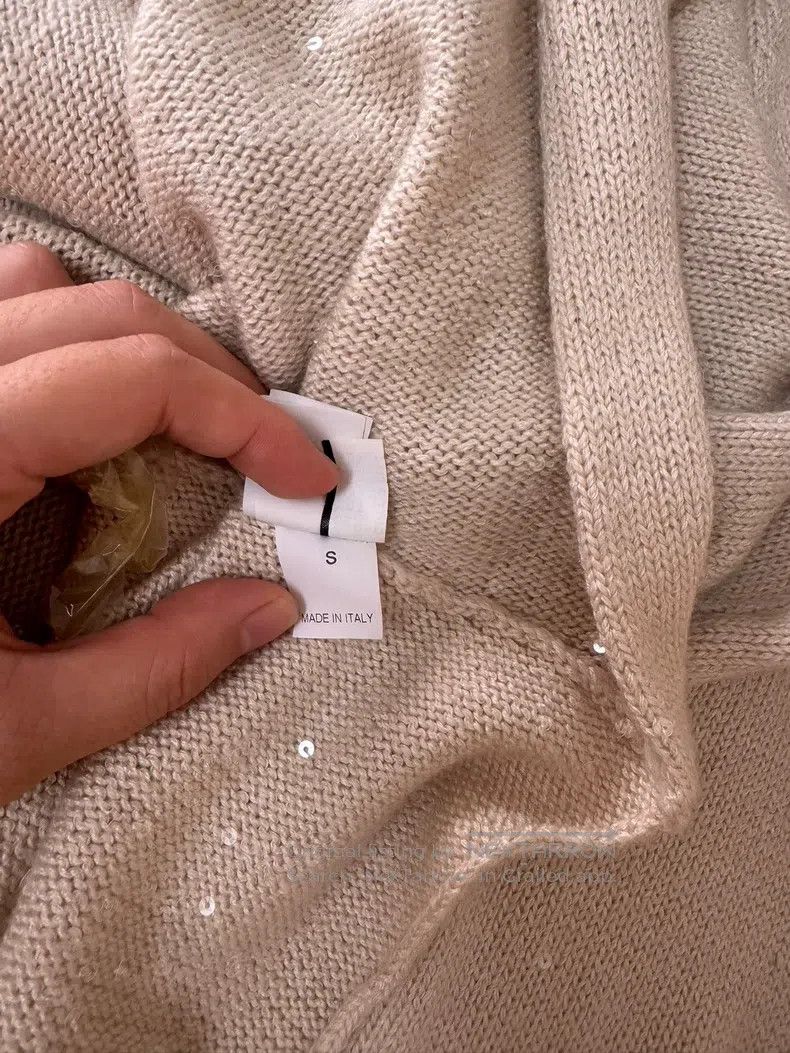 Brunello Cucinelli Brunello Cucinelli Beige Cashmere Sequin Knit Top Size S / US 4 / IT 40 - 6 Thumbnail