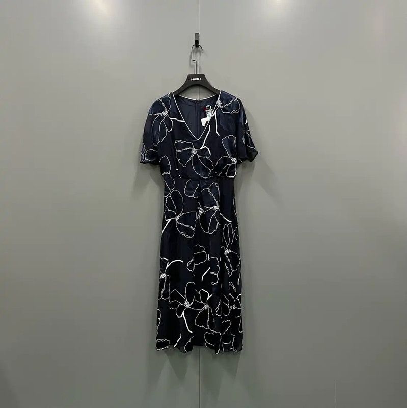 Max Mara MaxMara Summer Navy Cotton Short Sleeve Dress 0089 Size ONE SIZE - 1 Thumbnail